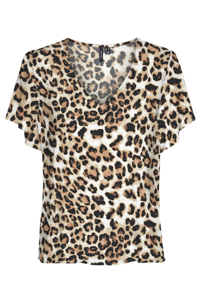 VMEASY JOY V-NECK SS BLOUSE WVN GA 10307987 TAN/LEO